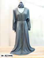 Snazzy Black Abaya with Sage Green Piping Design