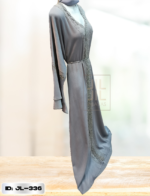 Snazzy Black Abaya with Sage Green Piping Design