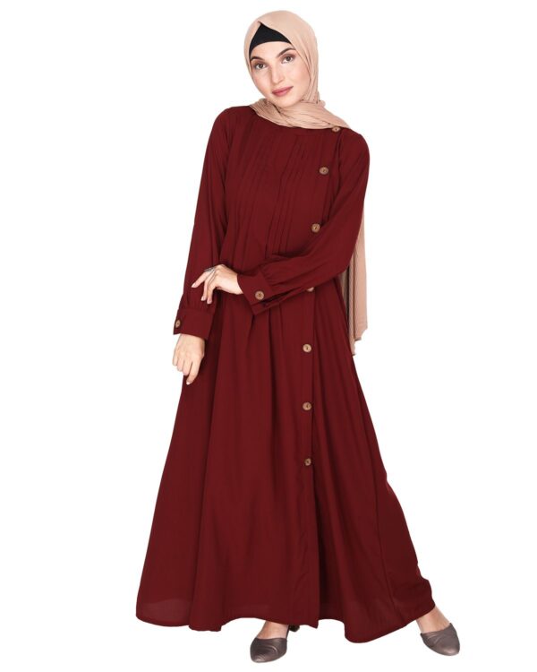 Flowy and Elegant Maroon Pintuck Abaya