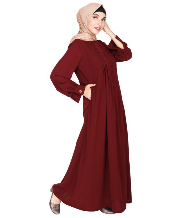 Flowy and Elegant Maroon Pintuck Abaya
