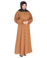 Voguish Dark Beige Front Open Abaya