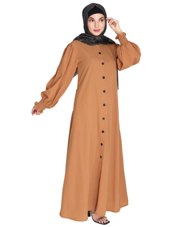 Voguish Dark Beige Front Open Abaya